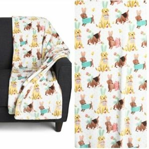 NWT Isaac Mizrahi Easter Dogs Oversized Throw- 60x70 inches